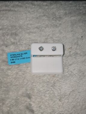 Sterling Silver White Moissanite Stud Earrings